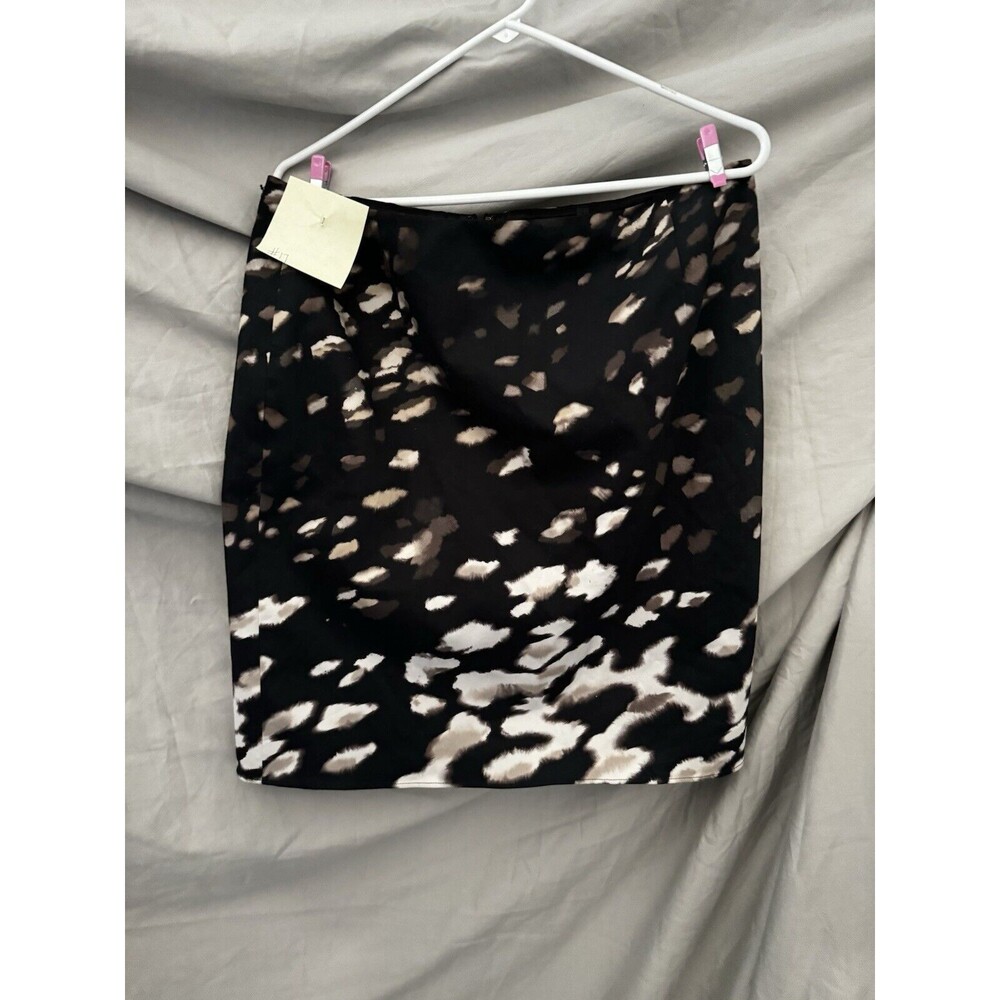 Tahari Black Watercolor Print Pencil Skirt Size 14 Fully Lined